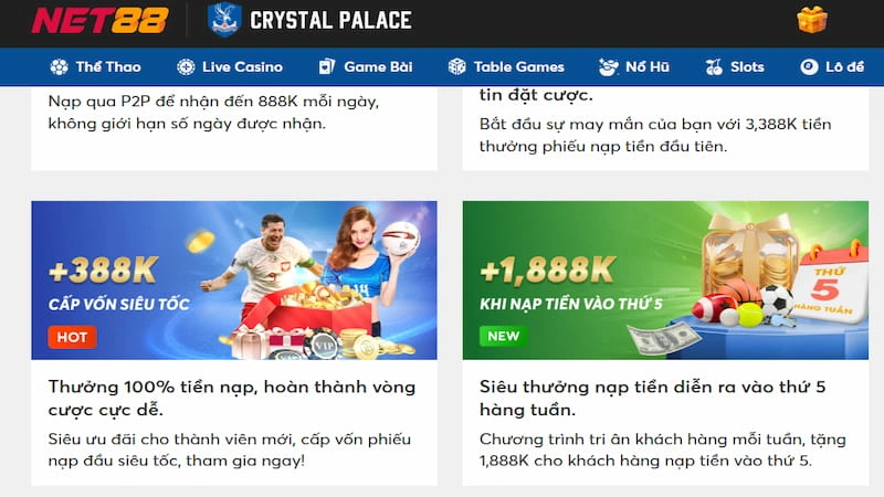 Khuyến mãi tự do, đa dạng trên Net88